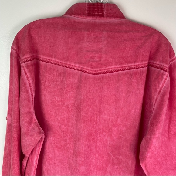 Franky Max Button Front Long Sleeve Double Pocket 100% Cotton Red Shirt Men’s XL - Picture 3 of 10